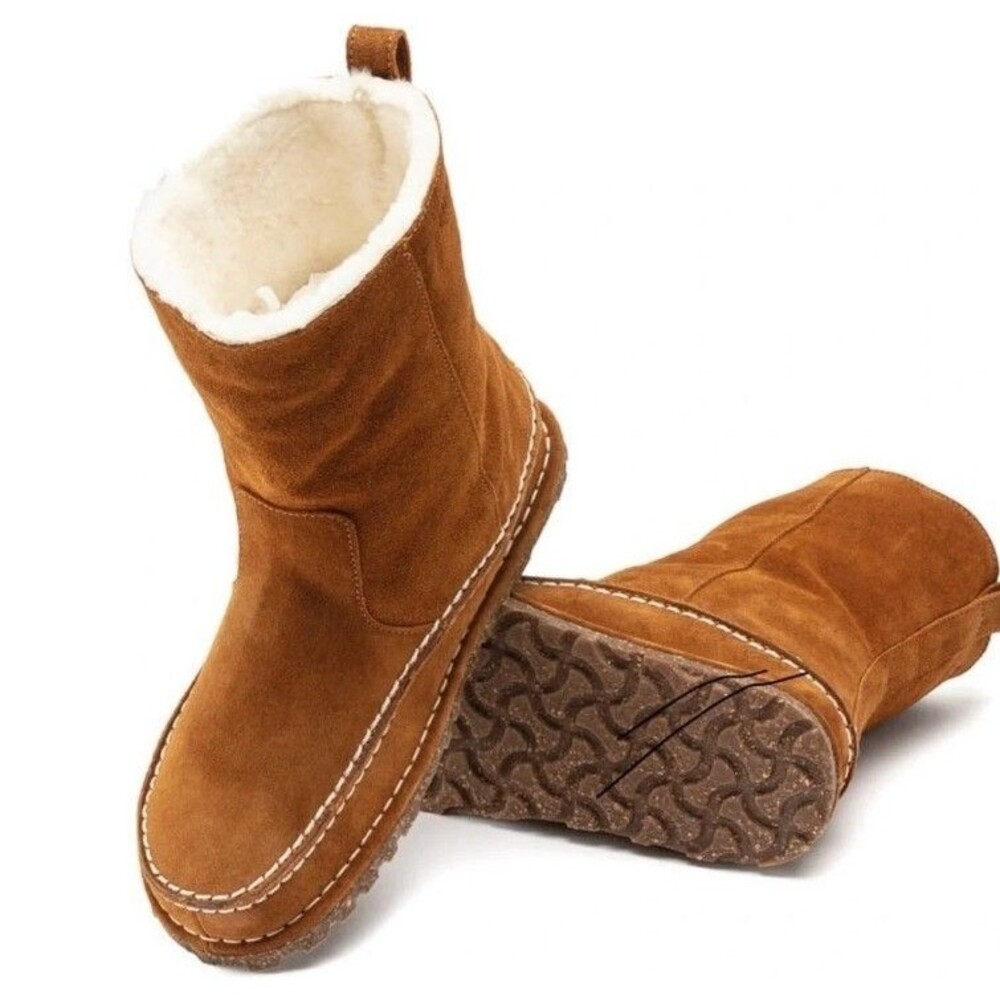 Birkenstock Lahti Shearling Suede Boots Mink Brown Women EU 36 US 5-5.5 NEW